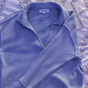 Pink Rose Light Blue Textured Knit Top